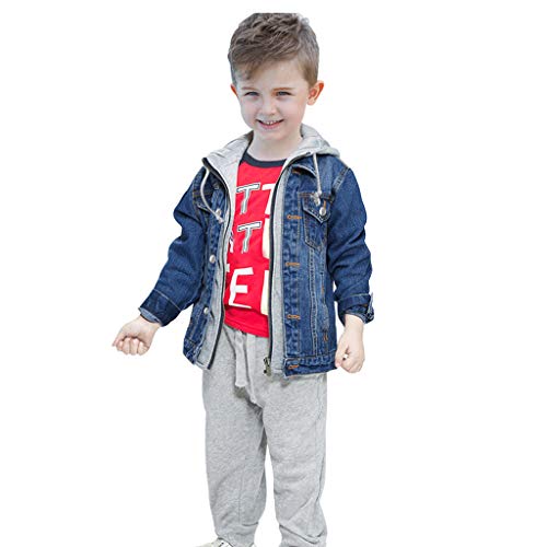 Niño Capucha Chaqueta Vaquera Abrigo Bebé Cazadora Vaquera Niñas Denim Jacket Manga Larga Mezclilla Jacke Trajes De Otoño Invierno Outwear (90cm)