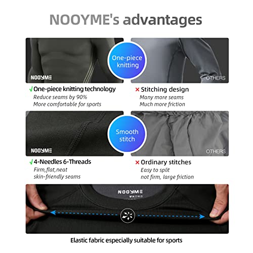 NOOYME Ropa Interior Térmica Hombre Conjuntos Térmicos para Hombre Camiseta Térmica Hombre Ropa Interior de Esquí Hombres Ropa Interior Funcional Ropa Interior Térmica de Invierno para Hombre