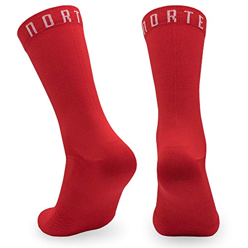 NORTEI Calcetines Rojos para Ciclismo y Running de Caña Alta para Hombre y Mujer – Infinity Red (L (43-45))