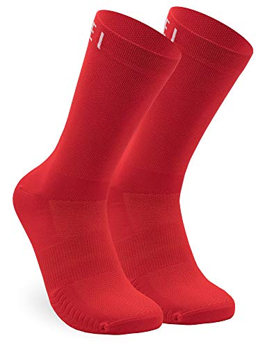 NORTEI Calcetines Rojos para Ciclismo y Running de Caña Alta para Hombre y Mujer – Infinity Red (L (43-45))