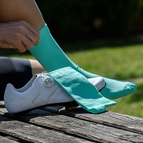 NORTEI Calcetines Turquesa para Ciclismo, MTB y Running de Caña Alta para Hombre y Mujer – Infinity Turquoise (L (43-45))
