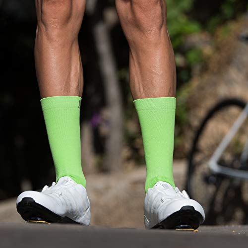 NORTEI Calcetines Verdes para Ciclismo, MTB y Running de Caña Alta para Hombre y Mujer – Infinity Green (M (40-42))