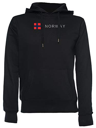 Norway Flag - Norway Unisexo Hombre Mujer Sudadera con Capucha Negro Unisex Men's Women's Hoodie Black