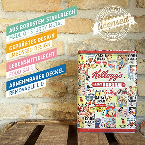 Nostalgic-Art Caja de Almacenamiento Retro XL Kellogg's – Collage – Idea de Regalo para Cocina, Lata Grande de Cereales, Diseño Vintage, 4 l