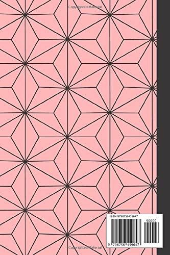 Notebook: Japanese Art Pink Asanoha Leaves Geometric Pattern Illustration Journal - College Ruled, 110 Pages, Diary 6" x 9”(for Students, Kids, Teens, Adults)