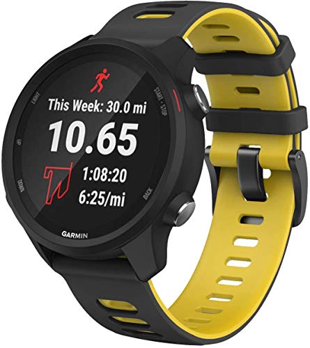 NotoCity 20mm Correa para Garmin Vivoactive 3 / Forerunner 235/245 / Samsung Galaxy Watch 42mm, Repuesto Correa Silicona para Amazfit Bip Xiaomi/Samsung Gear Sport/Active (Negro-Gris/Negro-Amarillo)