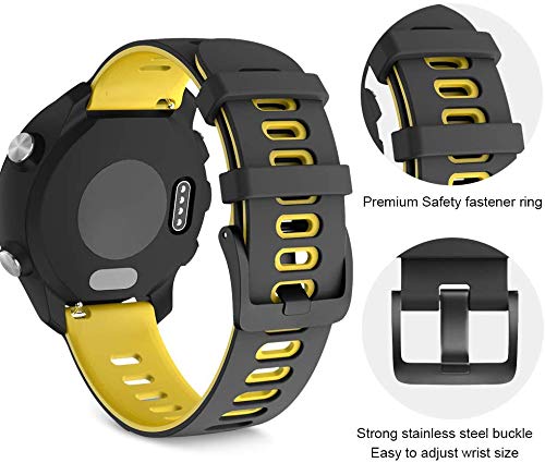 NotoCity 20mm Correa para Garmin Vivoactive 3 / Forerunner 235/245 / Samsung Galaxy Watch 42mm, Repuesto Correa Silicona para Amazfit Bip Xiaomi/Samsung Gear Sport/Active (Negro-Gris/Negro-Amarillo)