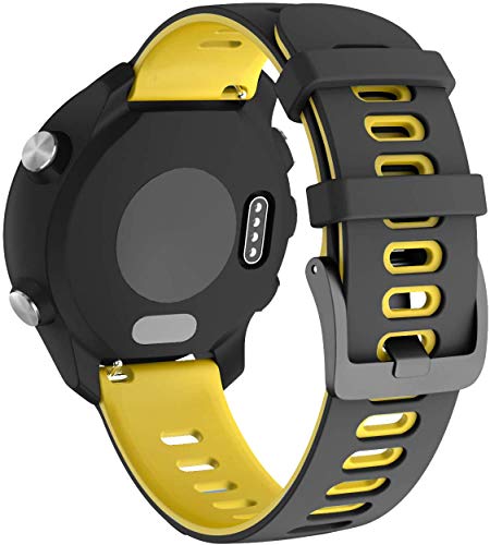 NotoCity 20mm Correa para Garmin Vivoactive 3 / Forerunner 235/245 / Samsung Galaxy Watch 42mm, Repuesto Correa Silicona para Amazfit Bip Xiaomi/Samsung Gear Sport/Active (Negro-Gris/Negro-Amarillo)