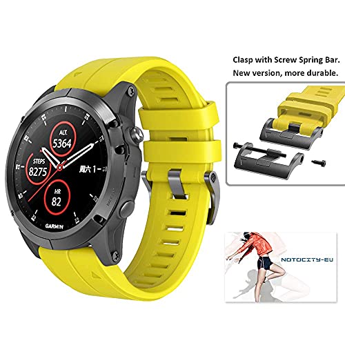 NotoCity Garmin Fenix 3 Correa, Silicona Reemplazo Correa para Garmin Fenix 5X/Fenix 5X Plus/Fenix 6X/Fenix 6X Pro/Fenix 3/Fenix 3 HR, Easy-Fit, no Adapta a Fenix 5