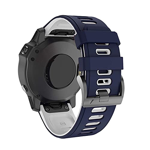 NotoCity Garmin Fenix 6s Correa, Silicona Reemplazo Correa para Garmin Fenix 6s/Fenix 6s Pro/Fenix 5s/Fenix 5s Plus, 20mm Easy-Fit (Blanco-Azul Oscuro)