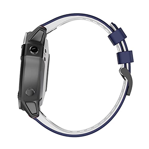 NotoCity Garmin Fenix 6s Correa, Silicona Reemplazo Correa para Garmin Fenix 6s/Fenix 6s Pro/Fenix 5s/Fenix 5s Plus, 20mm Easy-Fit (Blanco-Azul Oscuro)