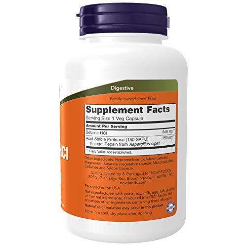 Now Foods Betaine Hcl - 120 Cápsulas