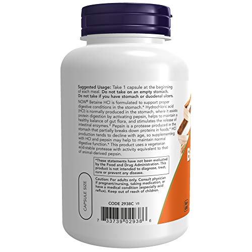 Now Foods Betaine Hcl - 120 Cápsulas