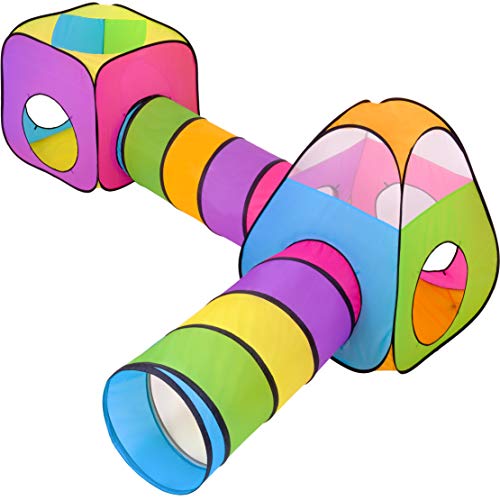 NUBUNI 4 en 1 Tienda Campaña Infantil : 2 Casitas Tela + 2 Tunel de Juego para niños : Plegable Parque Bebe Bolas Infantil Jardín Exterior Interior Juguetes Niño Niñas Bebes Casitas Tela Tipi