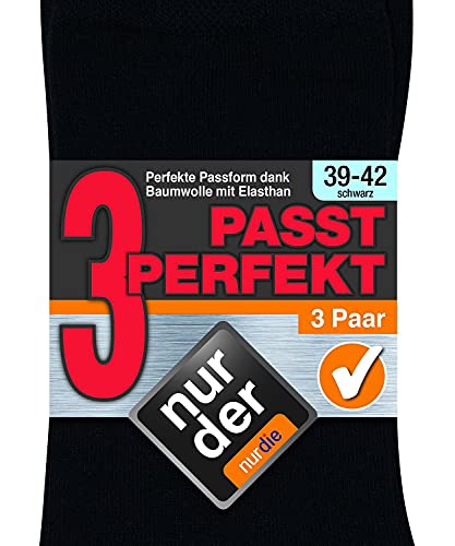 Nur Der - Calcetines opacas para hombre, pack de 3, talla 43-46, color negro 940