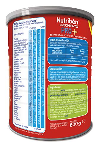 Nutribén Crecimiento ProAlfa 3 Leche en polvo de Crecimiento para bebés- A partir de 12 meses- 1 unidad 800g