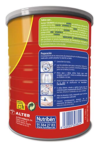 Nutribén Crecimiento ProAlfa 3 Leche en polvo de Crecimiento para bebés- A partir de 12 meses- 1 unidad 800g