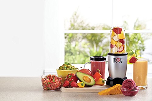 NutriBullet MBR1128 - Batidora de Vaso, Compacta de Alta Velocidad, para Smoothies de Frutas y Verduras, Plástico Libre BPA, 200 W, con Recetario en Español, Apto Lavavajillas, Gris