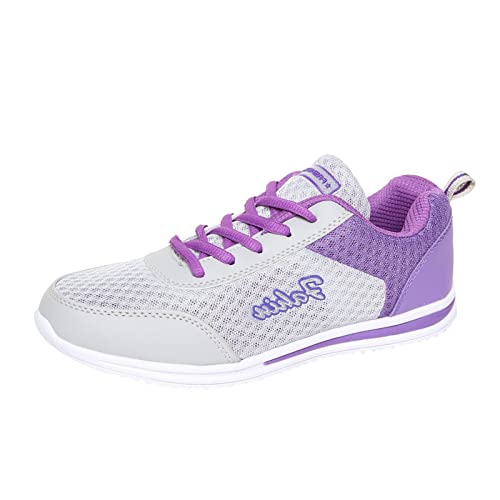 NYYY Zapatillas de deporte para mujer, informales, de malla, transpirables, para el tiempo libre, morado, 37 EU