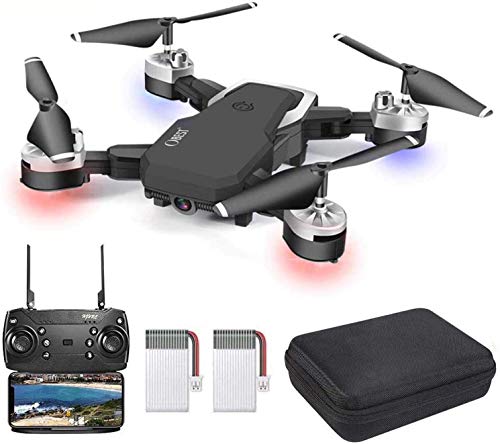 OBEST Drones con Cámara 1080P HD, WiFi FPV en Tiempo Real, Vuelo de Trayectoria, Modo sin Cabeza, Foto Gestual, Regreso con un Solo Botón, 3D Flip, 2 Baterías, Volando 24 Min, Negro