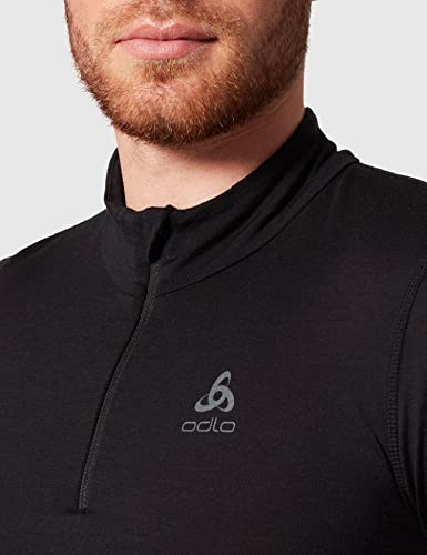 Odlo Bl Top Turtle Neck L/S Half Zip Natural 100% Merino Warm Camiseta Interior, Hombre, Camiseta, 110802, Negro, XX-Large