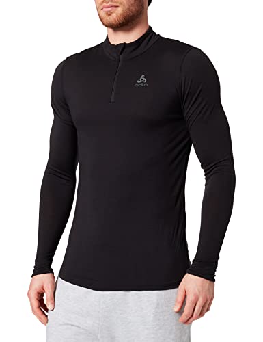 Odlo Bl Top Turtle Neck L/S Half Zip Natural 100% Merino Warm Camiseta Interior, Hombre, Camiseta, 110802, Negro, XX-Large