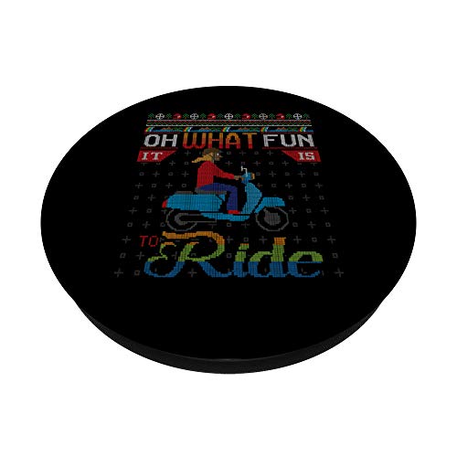 Oh What Fun It Is To Ride Moped Bike Ugly Christmas Sweater PopSockets PopGrip Intercambiable