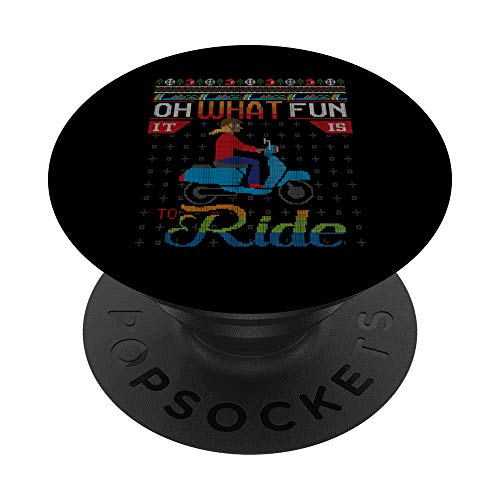 Oh What Fun It Is To Ride Moped Bike Ugly Christmas Sweater PopSockets PopGrip Intercambiable
