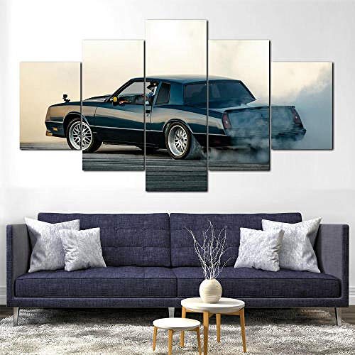 OIOIO 5 Piezas Cuadro sobre Lienzo De Fotos Chevrolet Monte Carlo Burnout Lienzo Impresión Cuadros Decoracion Salon Cuadros para Dormitorios Modernos Mural Pared Listo para Colgar