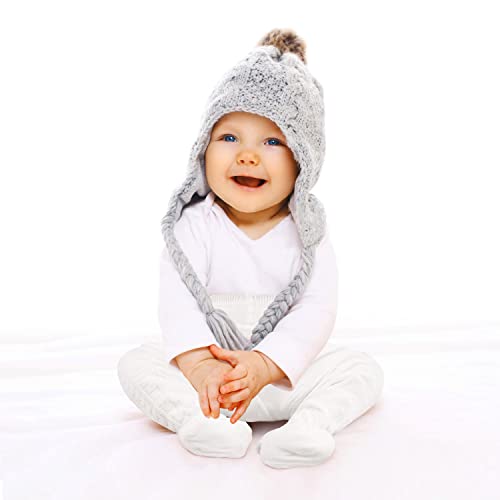 OioTuyi Medias de punto para bebé, sin costuras, de algodón, 3 unidades, para niñas, recién nacidos, niños pequeños, 0 – 2 años, rosa, blanco, gris y amarillo, 6-12 Meses