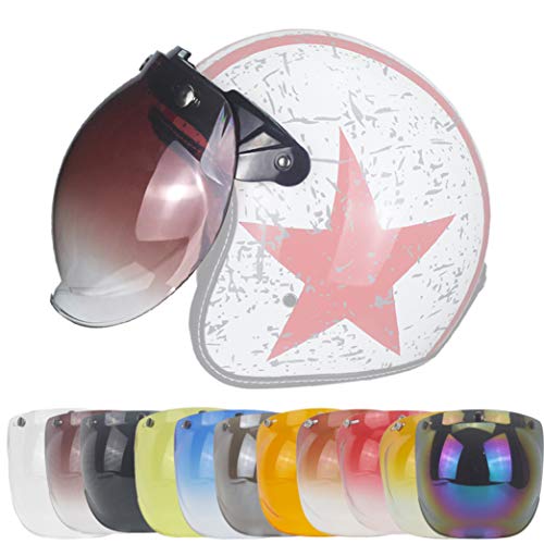 OLEEKA 12 colores burbuja casco de moto visera exterior retro casco de moto protector solar protector casco