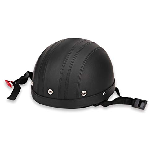 OLEEKA Estilo militar Retro Medio casco Motocicleta Hombres Mujeres Cuero artificial 3/4 Casco de cara abierta Scooter Casco