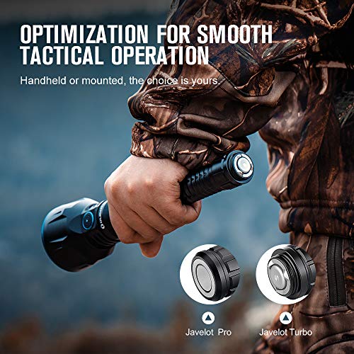 OLIGHT Javelot Turbo Linterna Táctica Lámpara Militar Potente Max 1300 Lúmenes,1300 Metros,Linterna LED Alta Potencia USB Recargable Linterna Largo Alcance Ideal para Caza, Búsqueda y Rescate