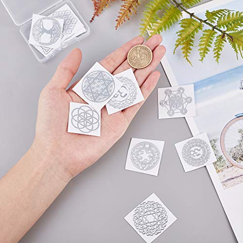 OLYCRAFT 15pcs Energy Rune Stickers Geometry Orgone Pyramid Sticker Autoadhesivo Silver Latón Pegatinas Energy Tower Material para Álbumes de Recortes DIY Resina Crafts Phone