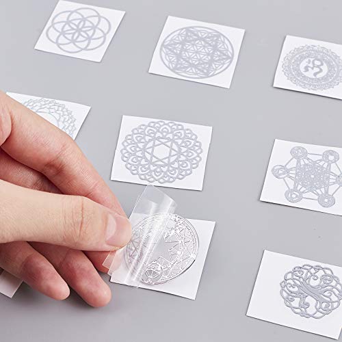 OLYCRAFT 15pcs Energy Rune Stickers Geometry Orgone Pyramid Sticker Autoadhesivo Silver Latón Pegatinas Energy Tower Material para Álbumes de Recortes DIY Resina Crafts Phone