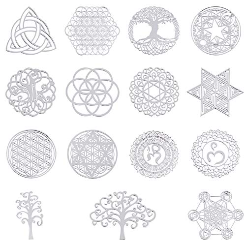 OLYCRAFT 15pcs Energy Rune Stickers Geometry Orgone Pyramid Sticker Autoadhesivo Silver Latón Pegatinas Energy Tower Material para Álbumes de Recortes DIY Resina Crafts Phone