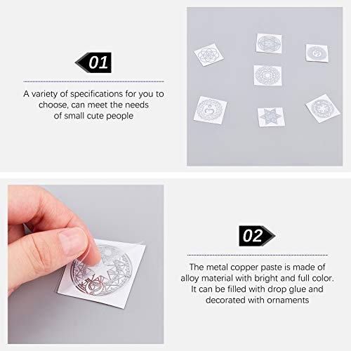 OLYCRAFT 15pcs Energy Rune Stickers Geometry Orgone Pyramid Sticker Autoadhesivo Silver Latón Pegatinas Energy Tower Material para Álbumes de Recortes DIY Resina Crafts Phone