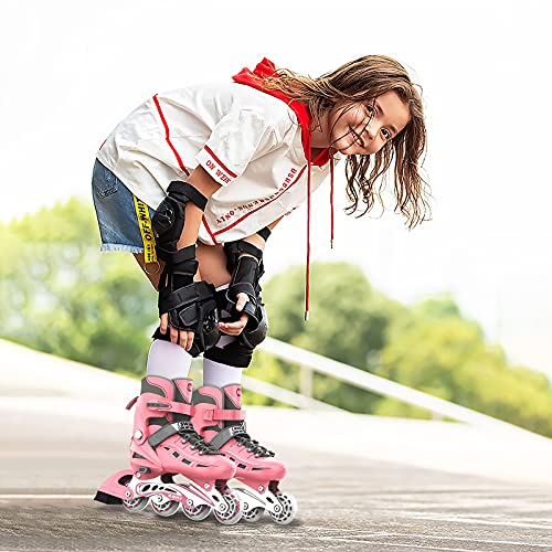 OLYSPM Patines en Linea Ajustables para niños y Adultos,Rodamiento de ABEC-7,Flash Ruedas,Patines en Linea Mujer,Patines en Linea Hombre