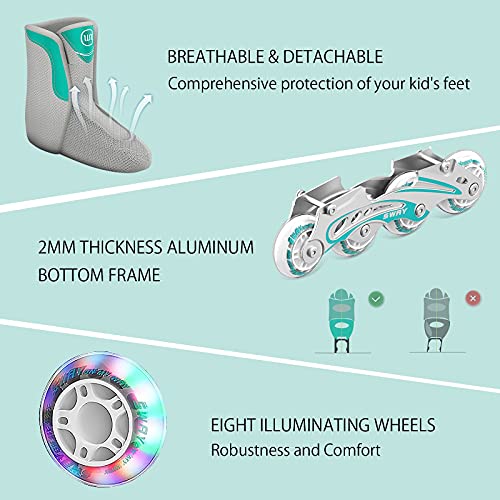 OLYSPM Patines en Linea Ajustables para niños y Adultos,Rodamiento de ABEC-7,Flash Ruedas,Patines en Linea Mujer,Patines en Linea Hombre