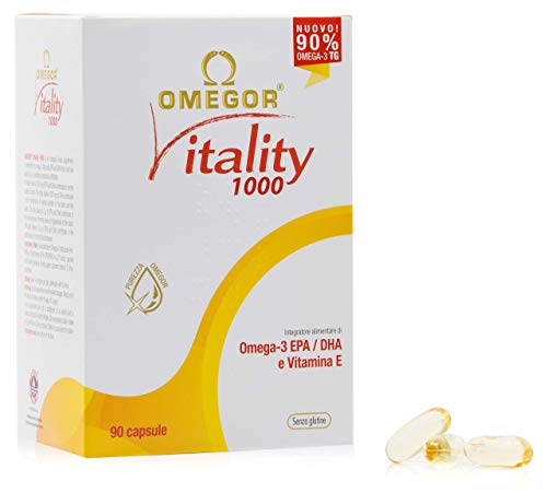 OMEGOR® Vitality 1000: ¡NUEVO con un 90% de Omega-3 TG! 5 * IFOS certificado desde 2006. EPA 535 mg y DHA 268 mg por perla. Min. Estructura 90% de triglicéridos y destilación molecular, 90 cps.