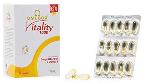 OMEGOR® Vitality 1000: ¡NUEVO con un 90% de Omega-3 TG! 5 * IFOS certificado desde 2006. EPA 535 mg y DHA 268 mg por perla. Min. Estructura 90% de triglicéridos y destilación molecular, 90 cps.