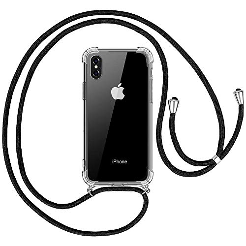 omitium Funda con Cuerda para iPhone XS MAX, Carcasa Transparente iPhone XS MAX Correa Cover con Correa Colgante Ajustable Case [Moda y Practico] [ Anti-Choque] TPU Carcasa Cuerda iPhone XS MAX