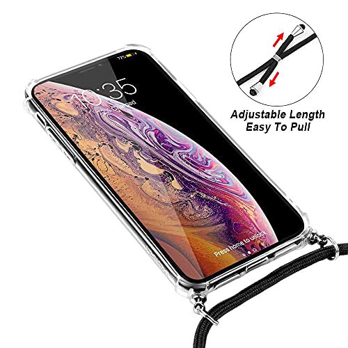 omitium Funda con Cuerda para iPhone XS MAX, Carcasa Transparente iPhone XS MAX Correa Cover con Correa Colgante Ajustable Case [Moda y Practico] [ Anti-Choque] TPU Carcasa Cuerda iPhone XS MAX