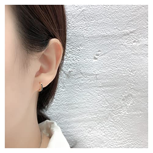 OMYLFQ Pendientes Sterling Silver Fashion Electroplating Craft Redondo Micro Incrustado Color Zircon Pendientes Pendientes for Mujeres aretes (Color : 02)