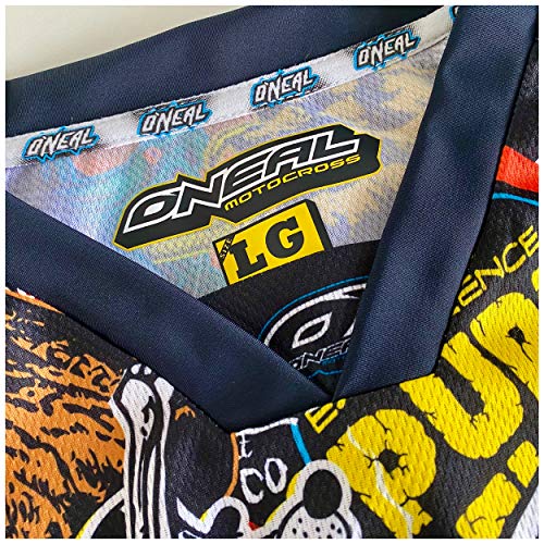 O'Neal, Camisa de Manga Larga de Motocross, MX Enduro Motorcycle, Material de Secado rápido y de Rendimiento Ligero, diseño sin Cuello, Camiseta Mayhem Crank, Adultos, Negro Multi, Talla M