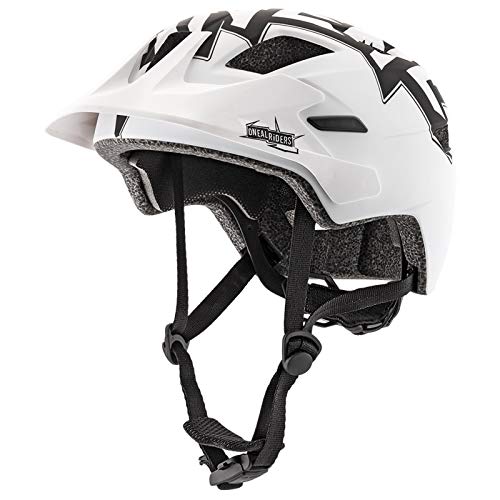 O'NEAL | Casco de Ciclismo de montaña | Niños | Enduro All-Mountain | Forro extraíble, Cierre magnético Fidlock, Tejido de Malla | Casco Juvenil Rooky STIXX | Blanco Negro | Talla XXS