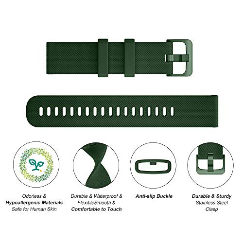 Onedream Correas Compatible para Garmin Vivoactive 3 Vivomove, Pulsera de Repuesto Band Deportivo Correa del Reloj Silicona Accesorios 20mm para Hombre y Mujer, Verde Oliva (Sin Reloj)