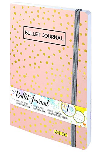 Online - Bullet Journal | Libreta de Puntos Tapa Blanda con Elástico - Diseño Spotlights Rose