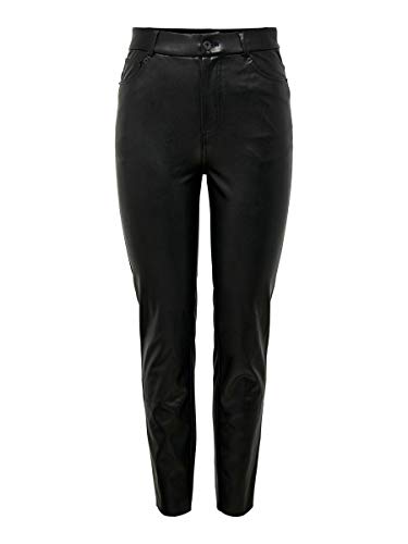 Only ONLEMILY HW ST ANK Faux Leather PNT Noos Pantalón, Black, M/30 para Mujer