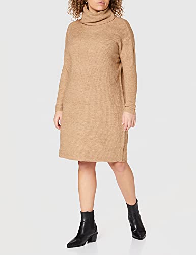 Only Onljana L/s Cowlneck Dress Wool Knt Vestido, Marrón (Indian Tan Detail: W. Melange), 38 (Talla del Fabricante: Small) para Mujer